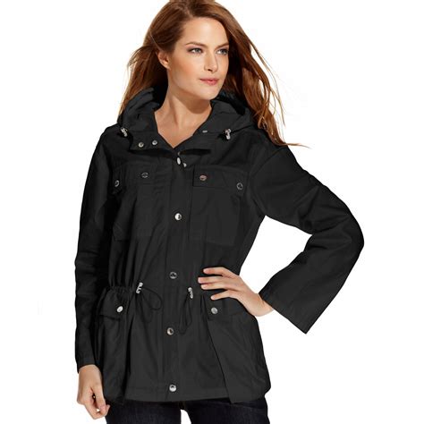 michael kors womens black jacket|michael kors anorak jacket women.